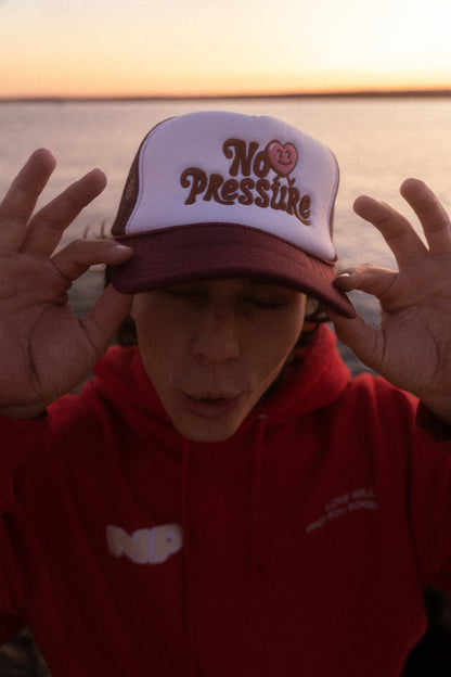 No Pressure Heart | Maroon Foam Trucker