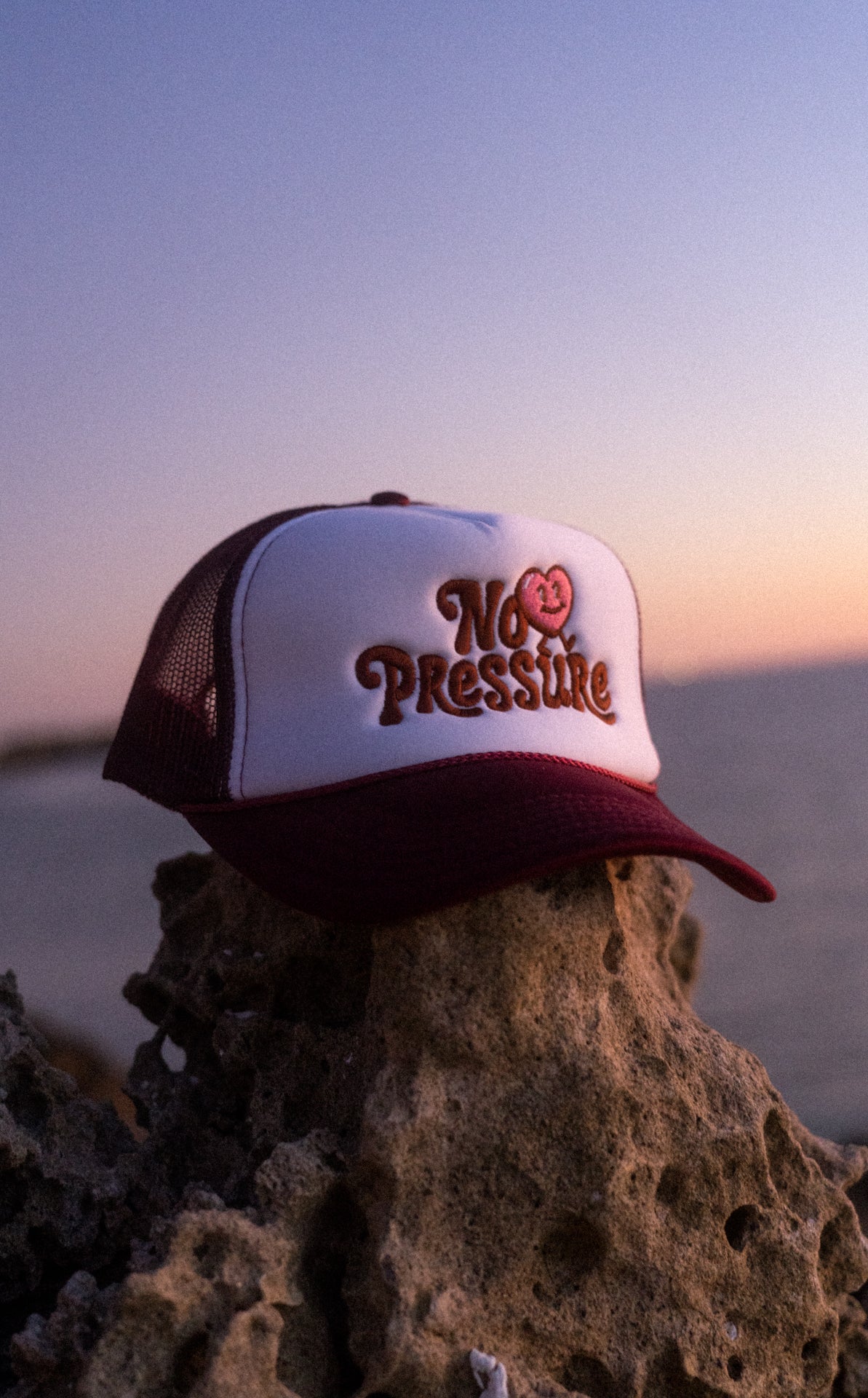 No Pressure Heart | Maroon Foam Trucker