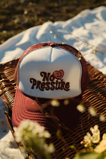 No Pressure Heart | Maroon Foam Trucker