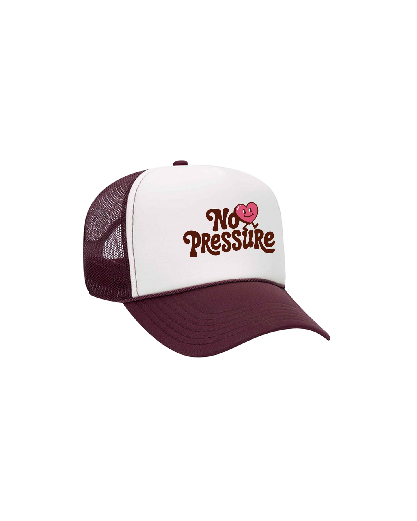 No Pressure Heart | Maroon Foam Trucker